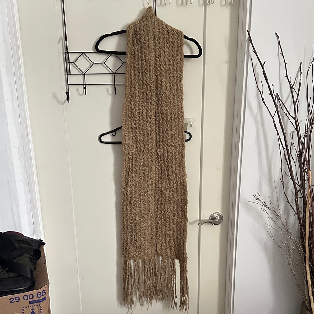 Cozy Tan Woven Scarf Made in Italy